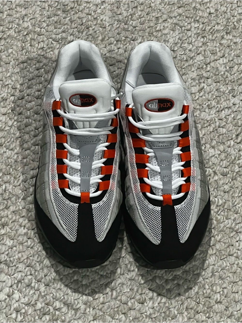 Nike Air Max 95 OG White, Gray, Black, Bright Mandarin Men's Size 9.5 New No Box